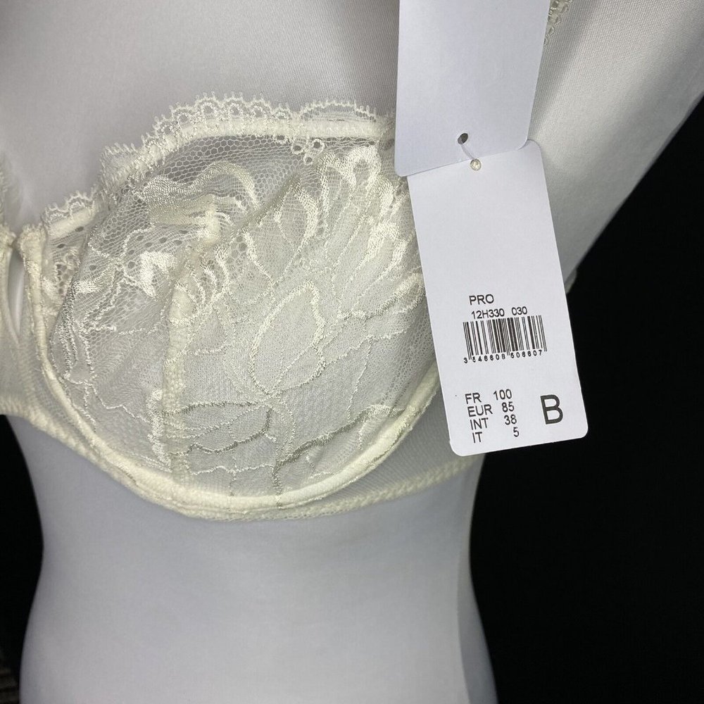 Simone Perele Paris Half Cup Bra 38B Promesse Demi Cup Natural Cream Unpadded - Picture 7 of 12